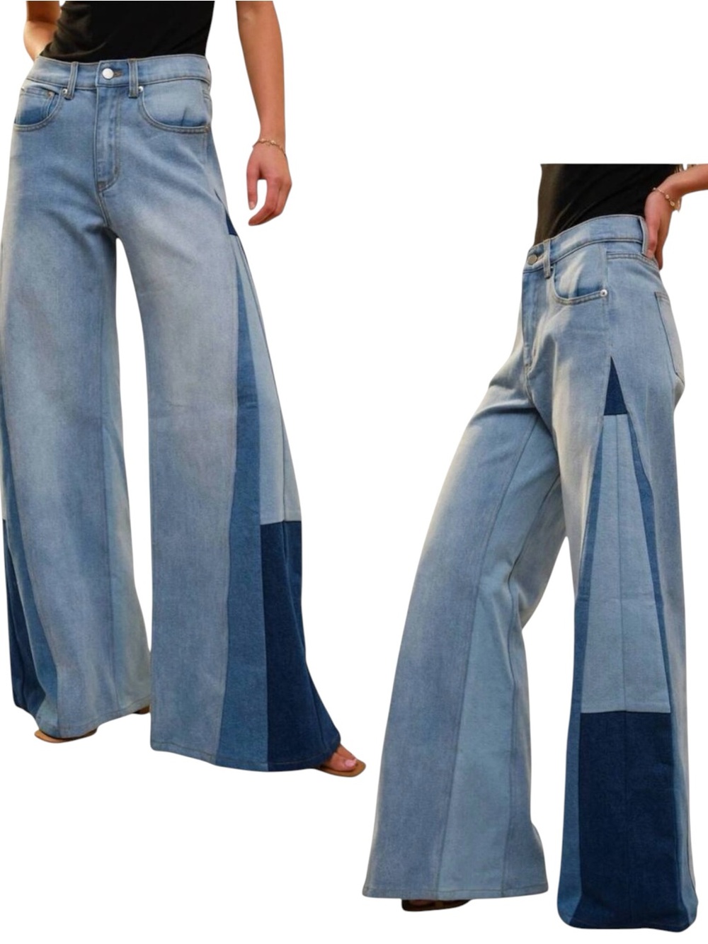 NEW blue b Dark Medium Light Wash Flare Bell Bottom Retro 1970s Denim Jeans